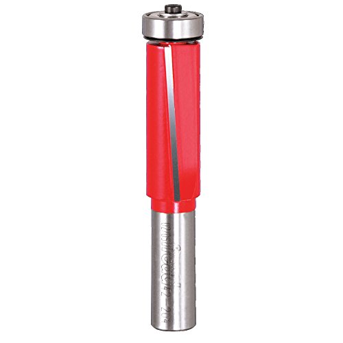 Freud 42-204: 3/4' (dia.) Downshear Helix Flush Trim Bit with 1/2' shank, 4-1/8' overall length, Perma-shield Coating Red, Pack of 1