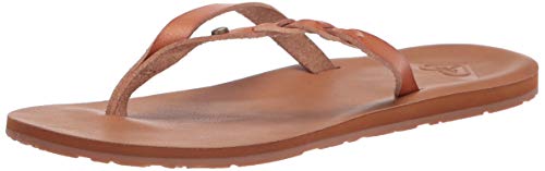 Roxy Women's LIZA FLIP FLOP SANDAL, Tan/Brown 21, 9