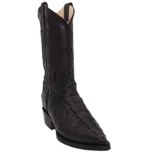 Western Shops Mens Leather Crocodile Alligator Print Western Cowboy Boots(11, Black)