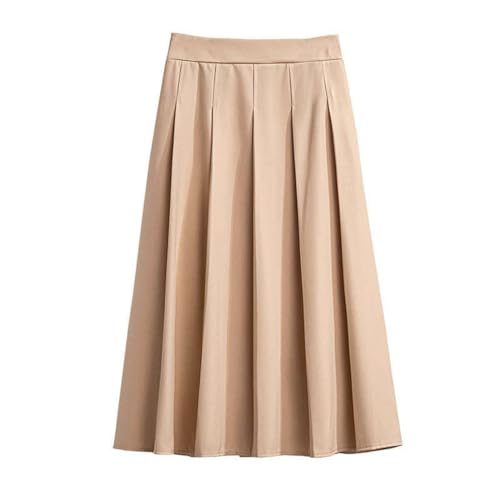 Gerrit Kg Women's Summer Loose A-Line Skirt Waist Temperament Bblack Apricot