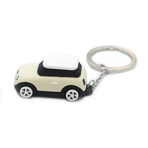 3D OM Keyring with MINI Silicone Model,, Stylish Cute Adorable, Silver Chain, Achromatic Colors-white,gray,black (white)