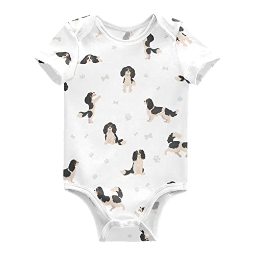 vvfelixl Baby Girls' Bodysuits Cavalier King Charles Spaniel Short Sleeve Cotton Baby Clothes For Girls 3-6 Months Puppy