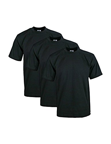 Pro Club Men's 3-Pack Heavyweight Cotton Short Sleeve Crew Neck T-Shirt, Black, 2XL-Tall