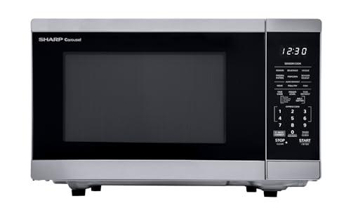 SHARP Countertop Microwave Oven. Compatible with Alexa. Orville Redenbacher's Certified. Removable 12.4' Carousel Turntable, 1.4 Cubic Feet, 1100 Watt with Inverter Technology, Stainless Steel