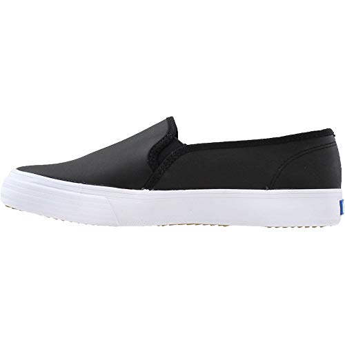 Keds Women's Double Decker Slip on Sneaker, Black Leather, 8 Medium