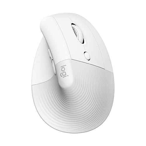 Logitech Lift Vertical Ergonomic Mouse, Wireless, Bluetooth or Logi Bolt USB Receiver, Quiet clicks, 4 Buttons, Compatible with Windows/macOS/iPadOS, Laptop, PC - Off White (Renewed)