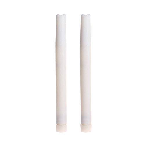 9' Electric Led Taper Candles with Timer, Battery Operated Real Wax Candle for Home and Parties, White, Pack of 2