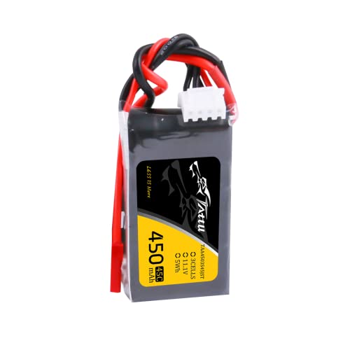TATTU 11.1V 450mAh 3S LiPo Battery Pack 45C with JST Plug for Small Size FPV E-flite Blade 180 CFX Torrent 110 Baby Hawk Micro 2