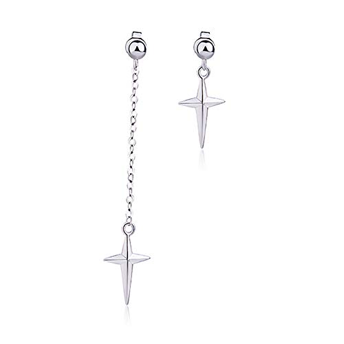 HZJCC Asymmetric Cross drop earring for women men White gold plated chain long earring geometry jewelry