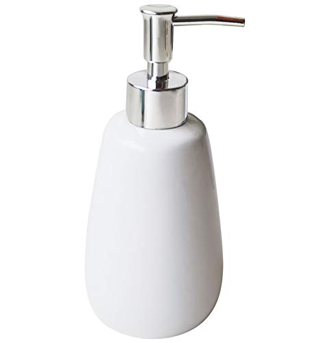 White Hand Soap Dispenser Ceramics Bottles with Elegant Pump Top Bathroom Empty Shampoo Bottles 10oz/300ml