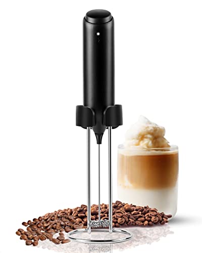 Flendy Rechargeable Milk Frother Handheld, Coffee Frother Handheld Rechargeable with USB C Integrated Charging Stand, Electric Drink Mixer Handheld, Mini Electric Whisk Frother for Coffee, Matcha, etc
