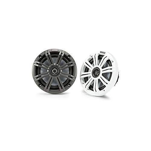 Kicker KM65 6.5-Inch (165mm) Marine Coaxial Speakers with 3/4-Inch (20mm) Tweeters, 4-Ohm, Charcoal and White Grilles