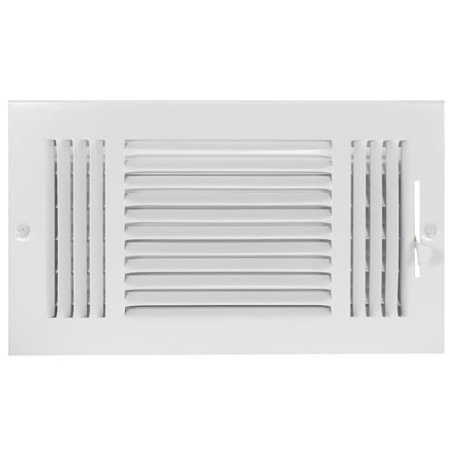 EZ-FLO 12 x 6 Inch (Duct Opening) White Air Vent Cover for Wall or Ceiling, Three-Way Ventilation Register, 13-3/4 Inch x 7-3/4 Inch (Overall Dimensions), Solid Steel HVAC Cover, 61615