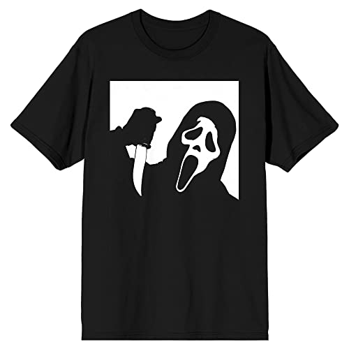 Bioworld Mens Black & White Scream Horror Movie Ghost Face Graphic Tee-3XL