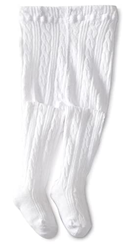 Jefferies Socks Little Girls' Cable Tight, White, 8-10 Years