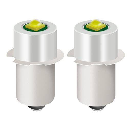 YAFIYGI 2 Pack LED Flashlight Replacement Bulb with 18V 12V 19.2V 6-24 Volt and 3W 247LM and PR2 P13.5S LED Conversion Kit Compatible Ryobi Milwaukee Craftsman Lamp Torch Lantern Work Light
