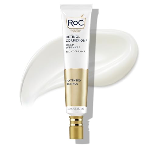 RoC Retinol Correxion Deep Wrinkle Anti-Aging Night Cream, Daily Face Moisturizer with Shea Butter, Glycolic Acid and Squalane, Skin Care Treatment, 1 Ounces (Packaging May Vary)