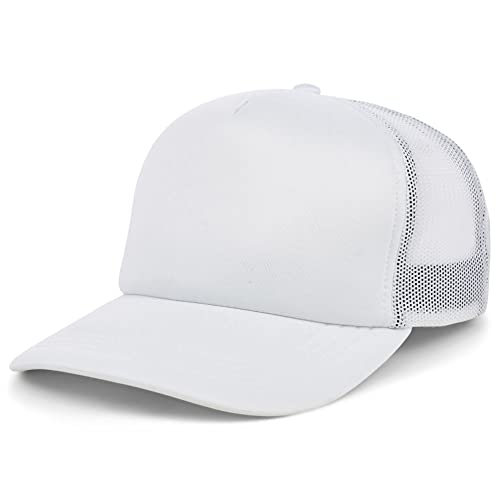 Lids Blank Basic Foam Trucker Adjustable Snapback Hat White/White