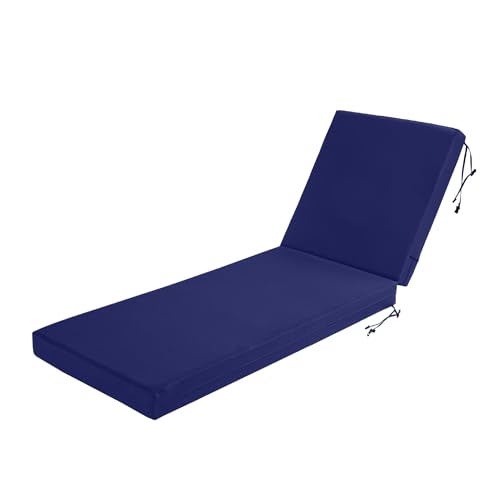 Codi Lounge Chair Cushion, Outdoor Chaise Cushions for Pool, Double Waterproof Fabric, 70 x 22.5 x 3.5 Inch Midnight Blue