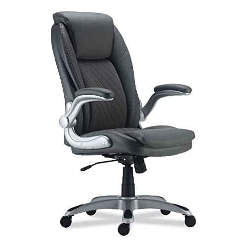 Alera ALERA LEITHEN Bonded Leather MIDBACK Chair, Supports UP to 275 LB, Gray SEAT/Back, Silver Base