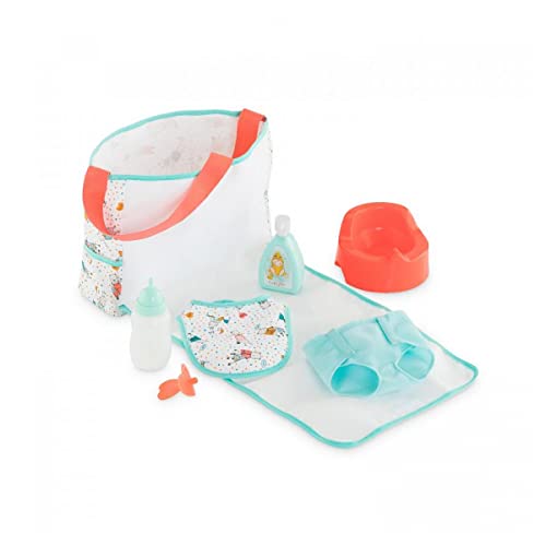 Corolle Baby Doll Changing Bag and Accessories Set - 7-Piece Set Includes 2-in-1 Storage Bag / Changing Pad, for Kids Ages 2 Years and up