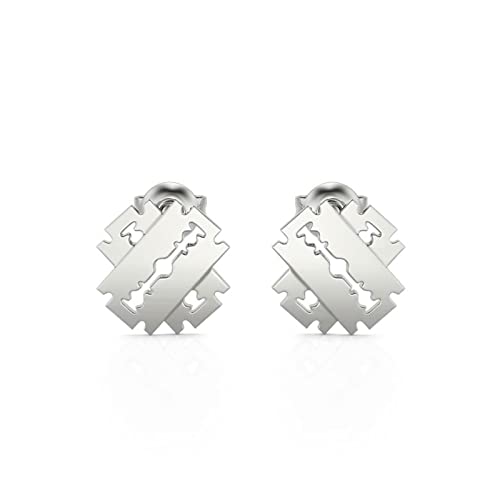 Jeulia Edgy Tempt Earrings for Men/Women Sterling Silver Razor Blade Studs Hipster Punk Statement Earrings Jewelry Hypoallergenic for Sensitive Ears Anniversary ​with Gift Box