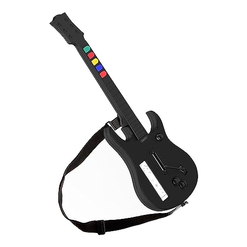 DOYO Wii Guitar Hero, Wireless Guitar Hero Controller for Guitar Hero Wii and Rock Band 2 Wii U Games (Excluding Rock Band 1) with Strap, Color Black