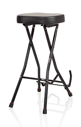 Gator Frameworks Foldable Guitar Stool with Padded Seat and Rear Mounted Guitar Hanger; (GFW-GTRSTOOL)