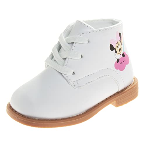 Josmo Baby Boys Girls Unisex Walking Shoes First Step Walker - Lightweight Synthetic Dress Boots Non-Slip Bottom High top -White/Pink (Size 3 Infant)