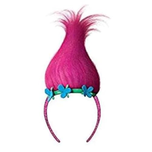 OS Fits Child, Magenta, Trolls Sugar Glitter Headband with Troll hair, female
