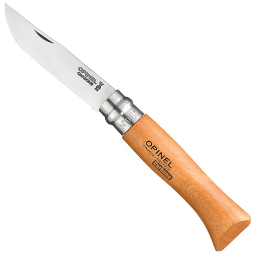 Opinel No.08 Carbon Steel Folding Pocket Knife with Beechwood Handle, Brown (2540089)