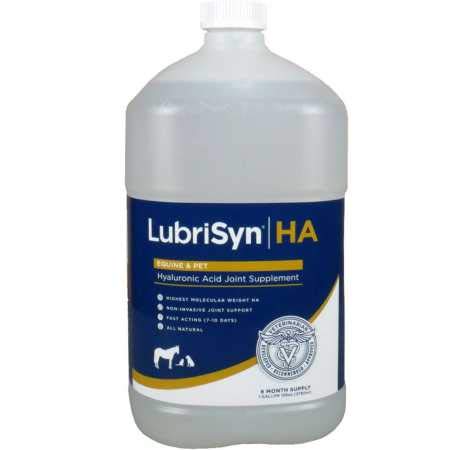 LubriSynHA Hyaluronic Acid Pet & Equine Joint Formula 128oz - All-Natural, High-Molecular Weight Liquid Hyaluronan - Joint Support for Horses, Dogs, Cats - Promotes Healthy Joint Function, Made in USA