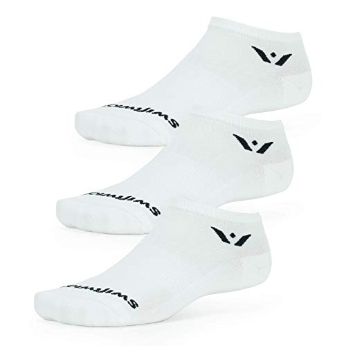 Swiftwick - PERFORMANCE ZERO (3 Pairs) Running Socks, Golf Socks, Durable, Cushioned No-Show Socks (White, Medium)