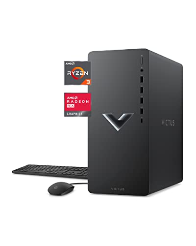 HP Victus 15L Gaming Desktop Computer Bundle PC, AMD Ryzen 3 Processor, 8 GB SDRAM, 256 GB SSD, Windows 11 Home OS, Surround Sound, Wi-Fi 6 and Bluetooth (TG02-0110, 2022) (Renewed)