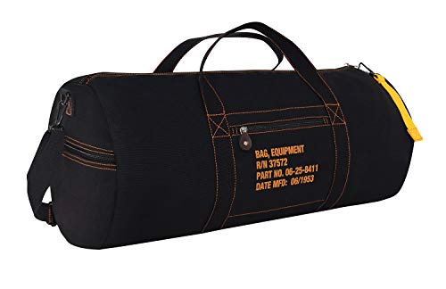 Rothco Canvas Equipment Duffle Bag – Travel & Gym Bag with Heavyweight Cotton Canvas Material – Great for Storing Gear, Clothing, and More – Black – 24”
