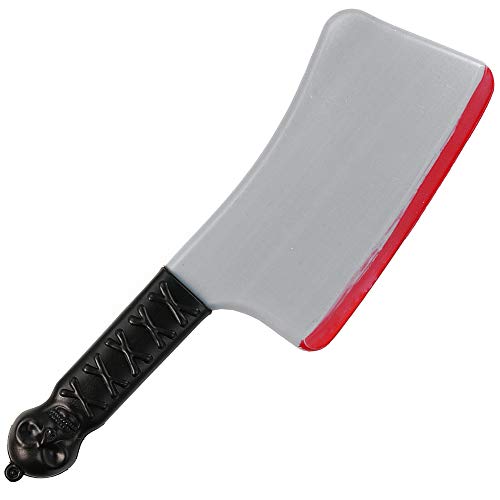 Skeleteen Bloody Cleaver Costume Knife - Fake Weapon Meat Cleaver Prop with Blood and Jolly Roger Handle