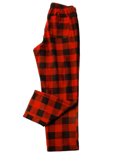LAPASA Men's Pajama Pants 100% Cotton Flannel Plaid Lounge Soft Warm Sleepwear Pants PJ Bottoms Drawstring and Pockets M39 Medium (Flannel) Red Buffalo Plaid