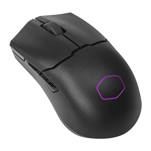 Cooler Master MM712 Wireless Gaming Mouse Black with Adjustable 19,000 DPI, 2.4GHz and Bluetooth , Ultraweave Cable, PTFE Feet, RGB Lighting and MasterPlus+ Software