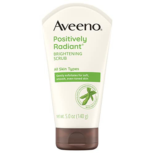Aveeno Positively Radiant Skin Brightening Exfoliating Daily Facial Scrub, Moisture-Rich Soy Extract, helps improve skin tone & texture, Oil-& Soap-Free, Hypoallergenic, 5 oz