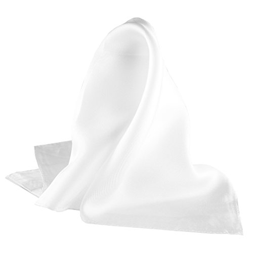 ROYAL SILK Fine White 100% Silk Pocket Square for Men Full-Sized 17'x17'