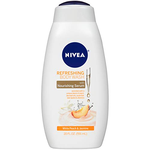 NIVEA White Peach and Jasmine Body Wash with Nourishing Serum, 20 Fl Oz