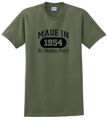 70th Birthday Party Supplies 70th Birthday Gift Made In 1954 All Original Parts T-Shirt Medium Military Green