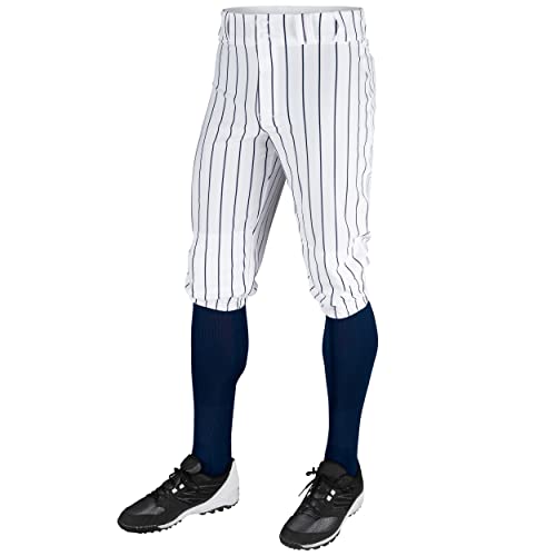 Champro Boys' Youth Triple Crown Classic Pinstripe Baseball Knickers, White, Navy, Large