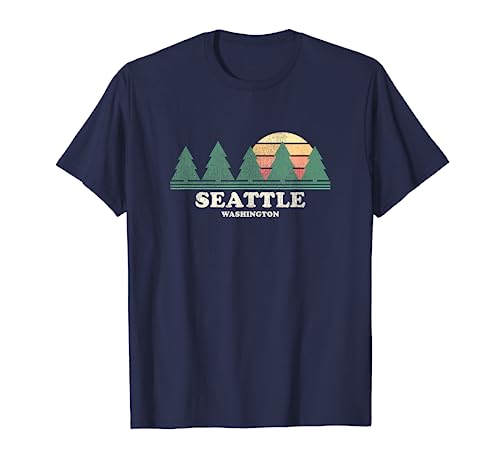 Seattle WA Vintage Throwback Tee Retro 70s Design T-Shirt