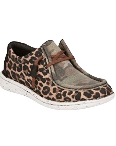 Justin Women's Hazer Leopard Camo Print Casual Shoe Round Moc Toe Leopard 8.5 M US