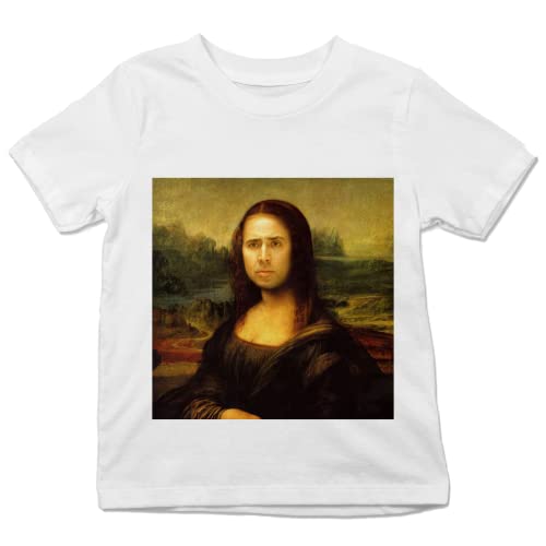 Nicolas Cage As Mona Lisa Painting T-Shirt Unisex for Men and Women, Funny Merch White