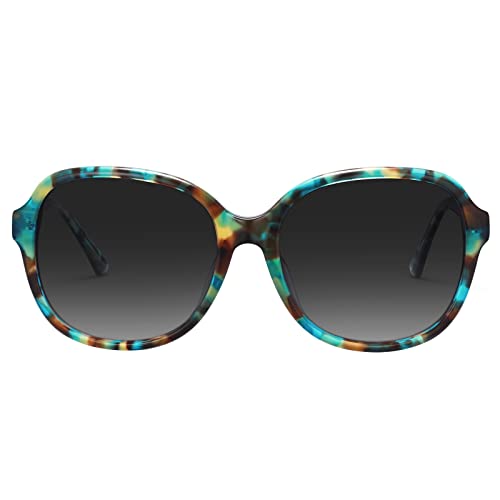 CARFIA Fashion Polarized Sunglasses for Women UV Protection Hand-crafted Acetate Frame Retro Big Oversized Sun Glasses 2024 Turquoise