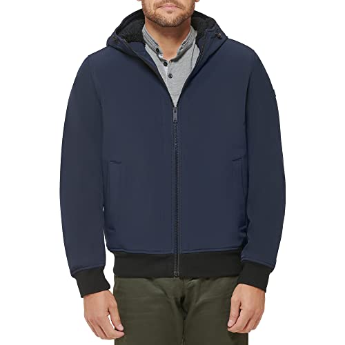 Dockers Men's Softshell Sherpa Lined Bomber Jacket, Navy, Medium