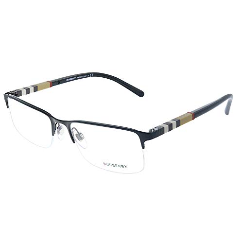 BURBERRY BE 1282 1001 Black Palladium Metal Semi-Rimless Eyeglasses 55mm