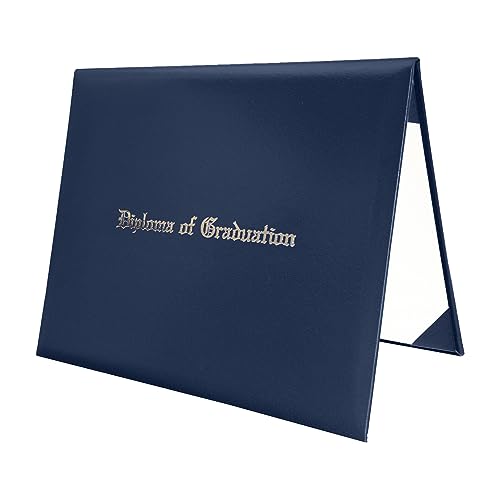 Gradois Imprinted Diploma Cover 8.5“X11” Graduation Diploma Holder Leatherette Padded Certificate Covers(Navy)
